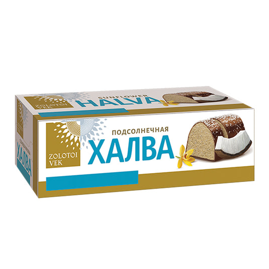 Глазированная подсолнечная халва с ванилью и кокосовой стружкой, 470 г