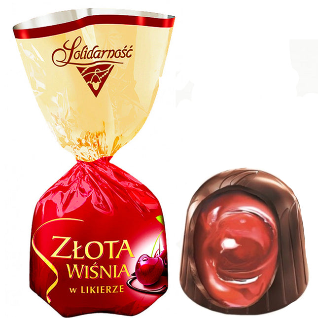 Chocolate Candy Cherry Liqueur Filling "Zlota Wisnia", Solidarnosc, 0.5 lb / 0.22 kg