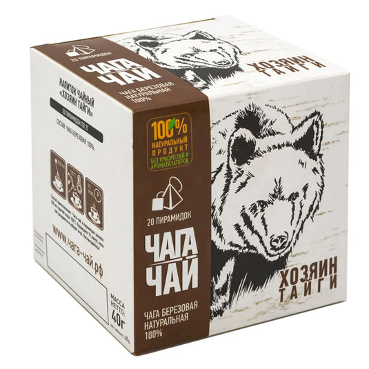 Chaga Tea, Taiga Owner, 20 pyramids of 2g/ 1.41oz