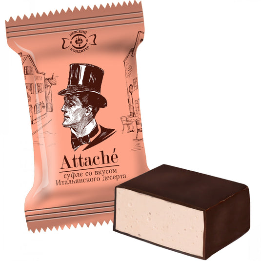 Chocolate Covered Souffle Italian Dessert "Attache", Nevsky Pastry Chef, 226g/ 7.97oz