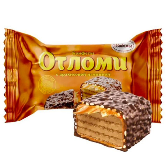 Chocolate-Waffle Candies with Peanuts & Caramel "Otlomi", Akkond, 226g / 7.97oz