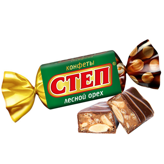 Chocolate Candy Step Nougat & Hazelnuts, Slavyanka, 0.5lb/ 226g