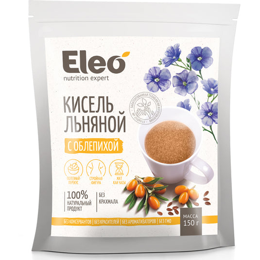 Flaxseed Jelly Drink Kissel with Sea Buckthorn, Eleo, 150g / 5.29oz