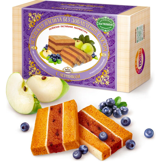 Pastila 100% Natural Blueberries SUGAR FREE, Belevsky, 180g/ 0.40lb