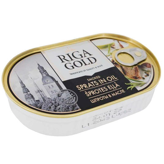 Smoked Sprats in Oil, Riga Gold, 190g/ 6.7oz
