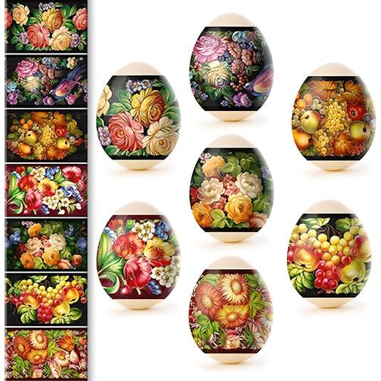 Easter Shrink-Wrapped Egg Sticker Zhostovo Pattern 1 sheet/ 7 pcs